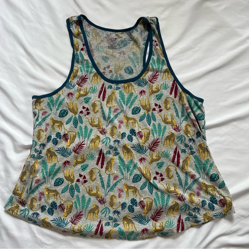 Secret Treasures Tank Top XL, Grey with Cheetah Floral Print